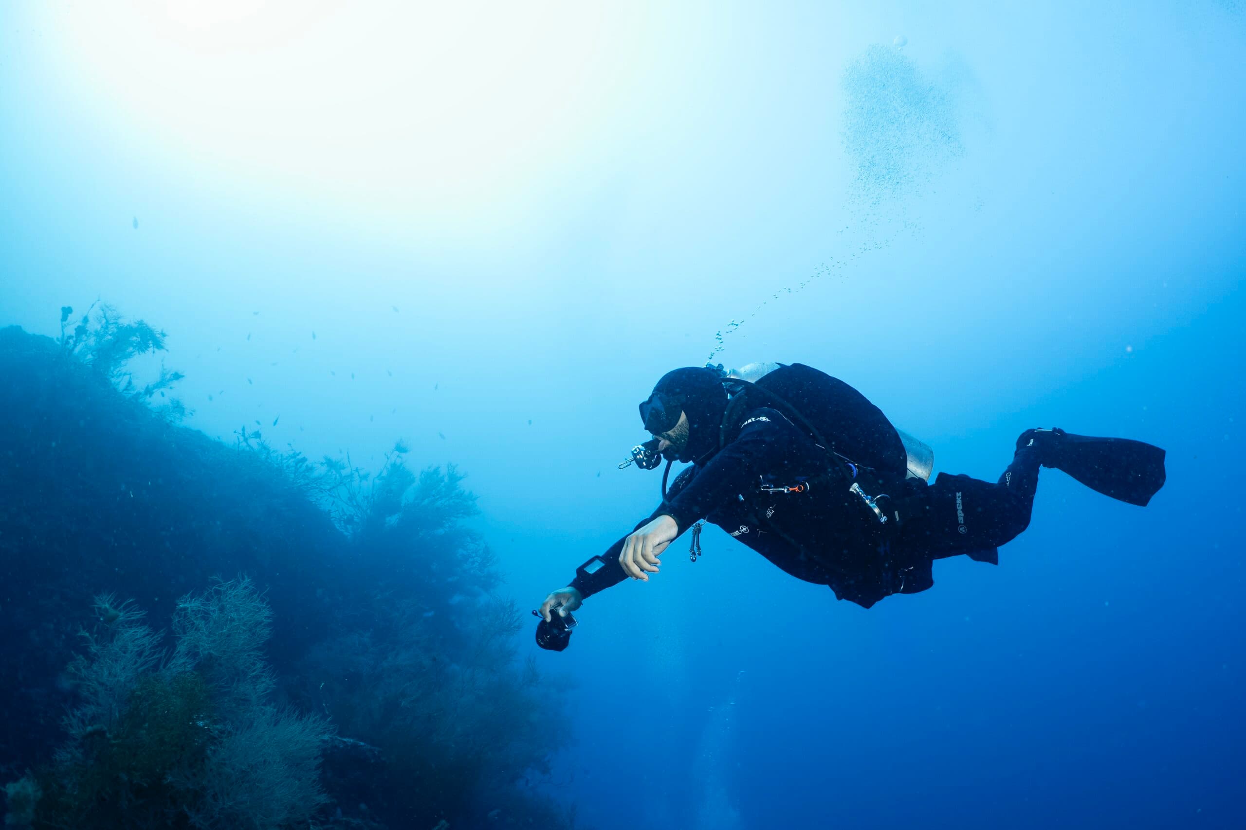 Scuba diver exploring an underwater reef